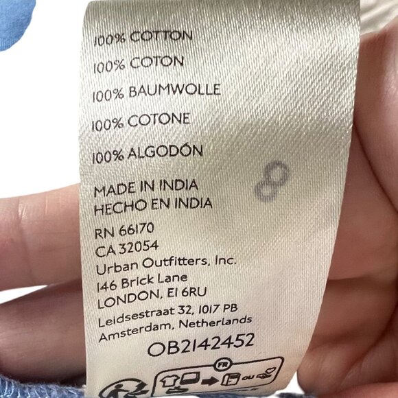 Free People Sundown Print Tunic Mini Dress M Allure Blue Combo Floral Button Tie - Picture 11 of 12